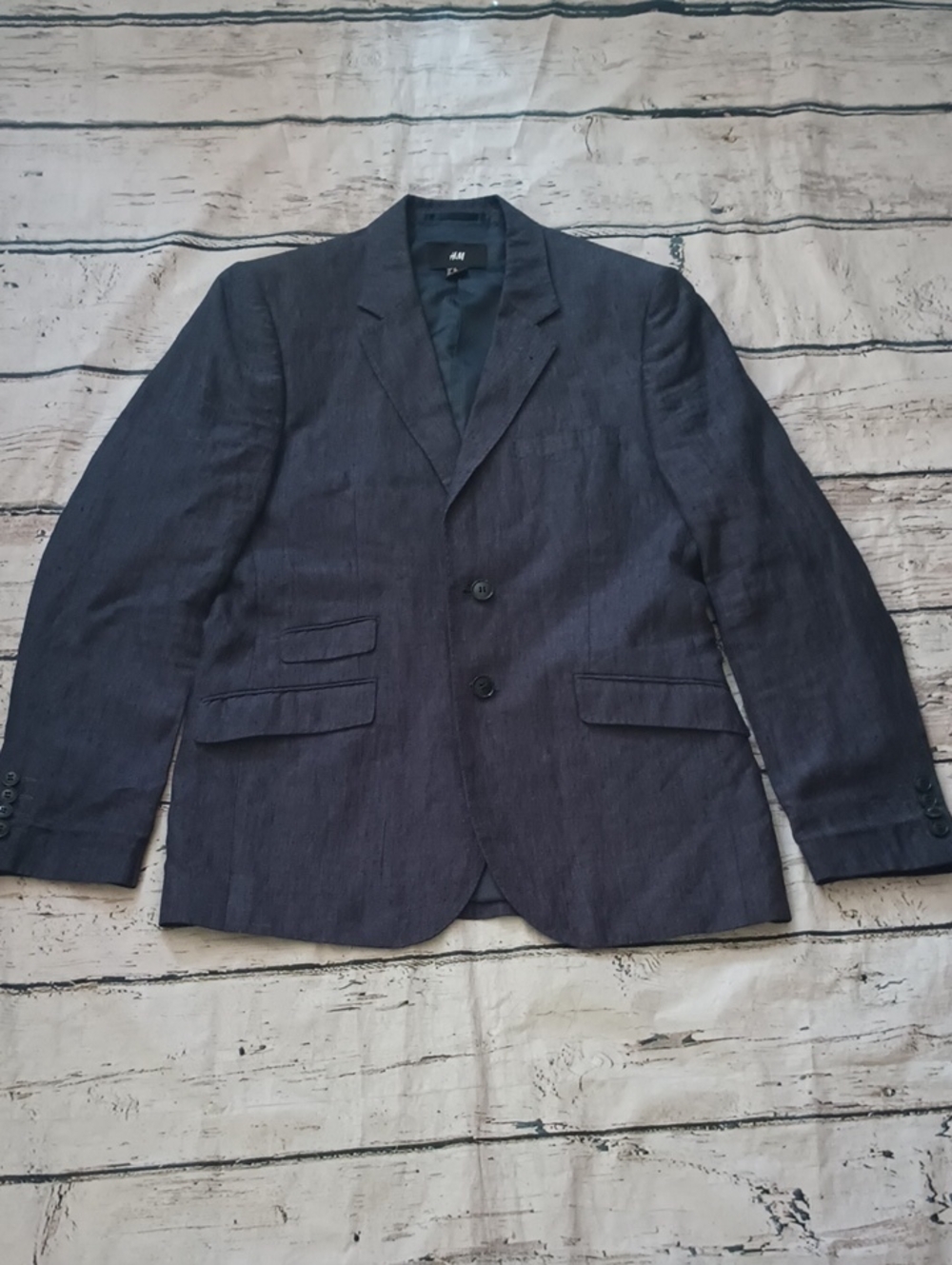 H&M Men's Dark Blue Linen Blazer 38R